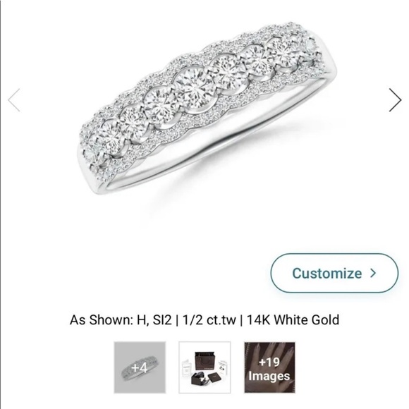 14k Solid White Gold Ring - Picture 4 of 8